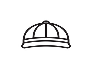 Fototapeta premium Black and White Baseball Cap Line Art Vector Illustration Isolated on White Background