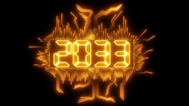 2033 neon line text. Abstract 2033 neon text animation, Glowing neon number text background. video animation . important year, important date 2033. Educational mathematics 2033 animation.