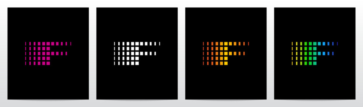Rectangles Squares Faded Fractal Geometric Letter Initial Logo Design F