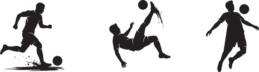 Black silhouette soccer players in action © NasimaAktar