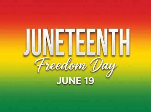 Colorful juneteenth freedom day celebration text design with vibrant gradient background for june nineteenth holiday