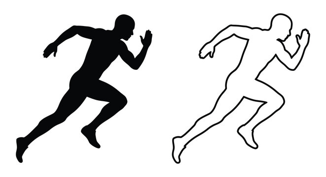 Running man silhouette on white background two variations shown