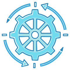 Obraz premium Blue Gear and Circular Arrows Icon for Process, Settings, and Workflow Management