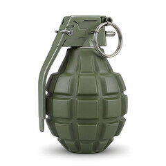 Fototapeta premium Military grenade with safety pin and handle on white background