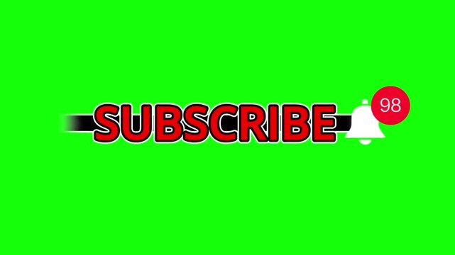 Greenscreen Subscribe Button Animated Overlay with Bell Notification for Growth Promotion Element