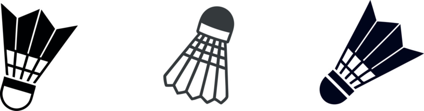 Badminton shuttlecock silhouettes vector illustration set for sports graphics and design
