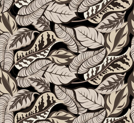 Decorative leaves pattern. Hand draw abstract leaf pattern © akın demirci