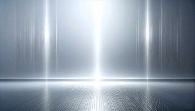 Luxury glossy metallic silver stage with vertical lights 垂直な光が差し込む豪華な光沢メタリックシルバーステージ イラスト
