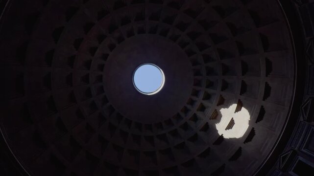 Pantheon Rome interior and exterior with columns dome and oculus