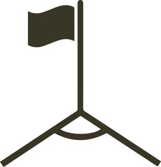 Corner flag standing on grass soccer field marking boundary line for sport match event icon. © Rohan