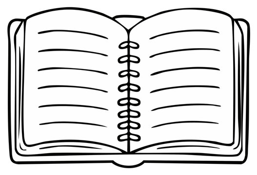 Open Spiral Bound Notebook with Blank Lined Pages for Writing and Drawing