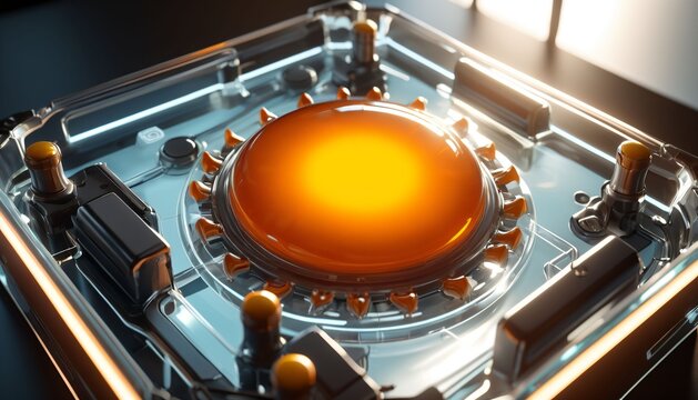 Futuristic Orange Computing Core Interface