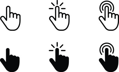 Fototapeta premium Computer cursor click touch interaction vector illustration.