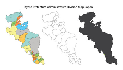 Fototapeta premium Kyoto prefecture administrative division map of japan