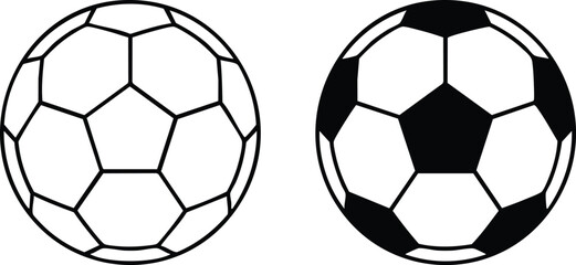 Black and white soccer ball, line and filled view football sports © MD. BELAL UDDIN