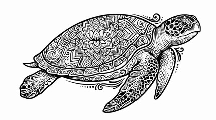 Fototapeta premium Mandala sea turtle illustration with intricate patterns