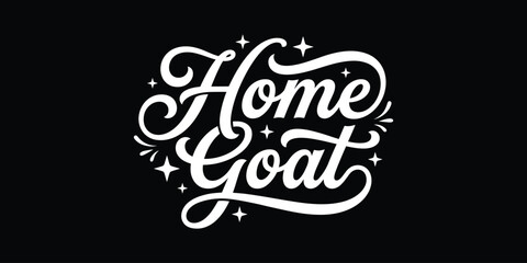 Home goat hand lettered typography design with sparkling star accents © Halima