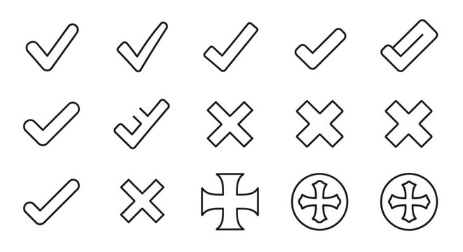 Checkmarks and Cross Symbols Collection.