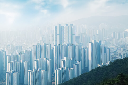 View of Busan from the cable car at the foot of Geumjeongsan Mountain
