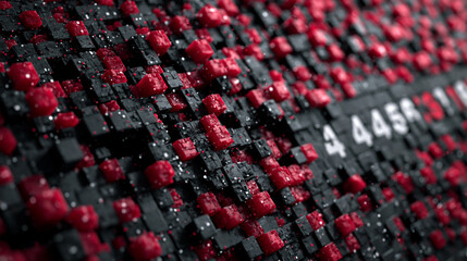 Fototapeta premium Abstract 3D Red and Black Texture with Bold Geometric Patterns - Modern Digital Art and Surface Design