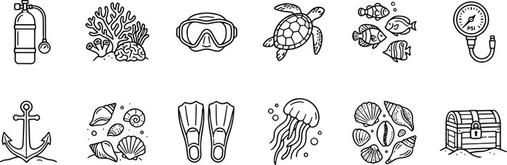 Scuba diving and ocean icons © Rifat