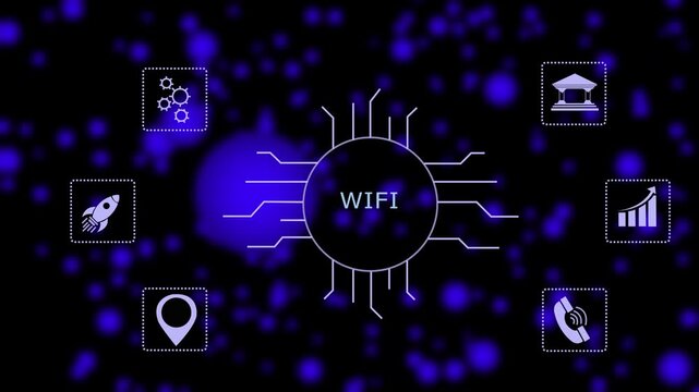 wi-fi concept animation. Business, Technology, Internet and network concept. Business model concept animation. Business, Technology, Inte.Concept of digitization of business processes.