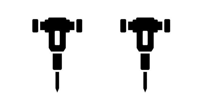 Vector illustration of jackhammer icon set, construction tool symbol for road work and demolition on a transparent background