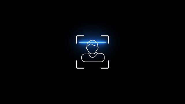 Face scan login security system representing biometric authentication and secure digital access control &ndash; modern user interface on transparent black background.