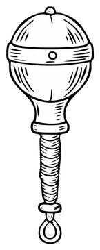 Line Art Depiction of Ceremonial Mace Symbolizing Authority and Tradition