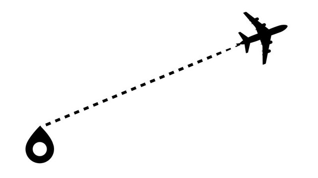 Minimalist line drawing of successful business travel progress, with clean outline tracing graphic, modern sequential airplane route animation of linear map location pin display. 4k video