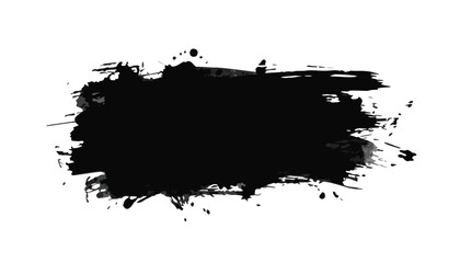 Fototapeta premium Abstract black ink brush stroke splash on white background with copy space for design