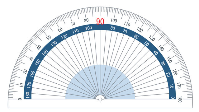Half circle protractor. Transparent protractor with degree markings for accurate geometry work