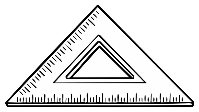Drawing of a drafting triangle ruler with measurements for architects and engineers