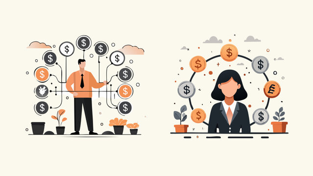 Conceptual illustration of financial growth and economic investment strategies