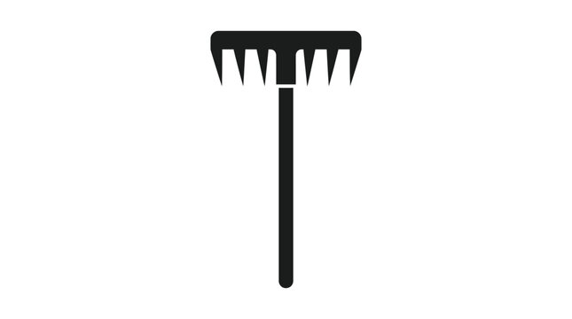 Garden rake silhouette against a white background
