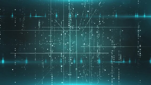 Abstract Digital Network Connection with Glowing Data Lines and Particles.