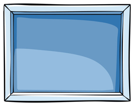 Minimalist empty rectangular window frame with pale blue background illustration