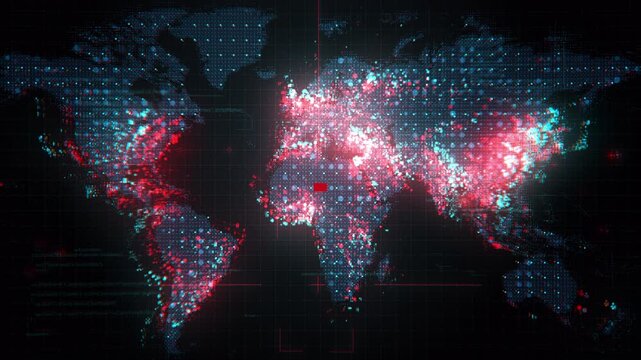 Abstract Digital World Map Network Connection Visualization.