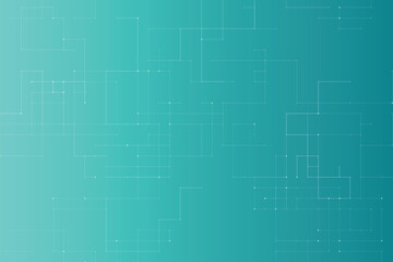 Obraz premium Abstract network of white lines and dots on teal gradient background