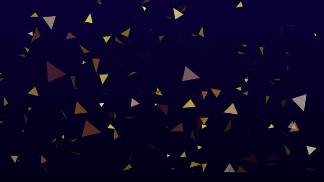 Gold triangle confetti falling on dark blue background video