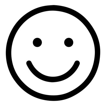 Simple black outline smiley face icon representing happiness with positive minimalist expression cheerful friendliness communication