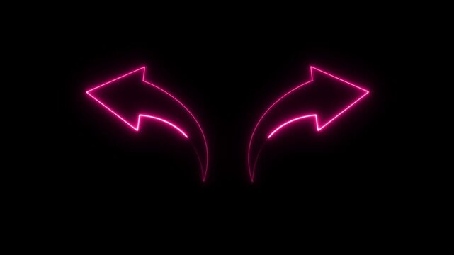 Tow arrow neon icon animation on black background.