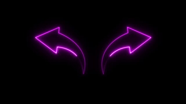 Tow arrow neon icon animation on black background.