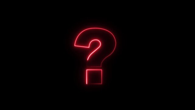 Question mark sign animation. Neon colored digital 3D big question rotating. Cyberspace questions asking doubts confusing problems. 4k Animation video on Black Background