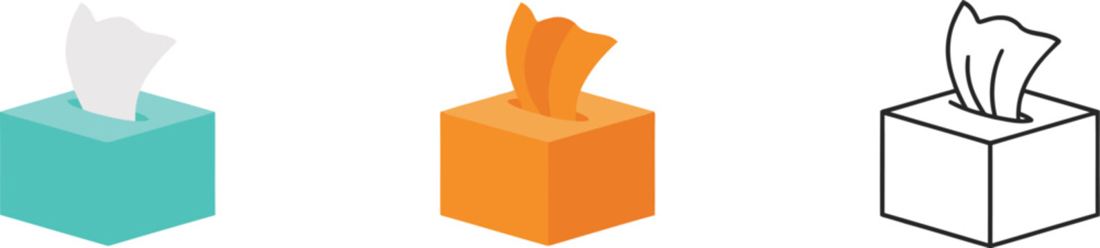 Tissue Box Icons, Paper Tissue Dispenser Symbol for Hygiene Healthcare Cleaning and Household Use