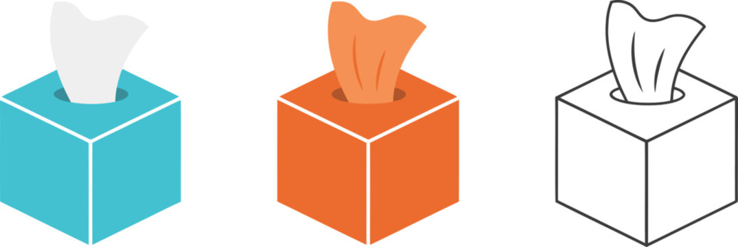 Tissue Box Icon, Facial Tissue Dispenser Symbol in and Outline Styles for Healthcare and Hygiene