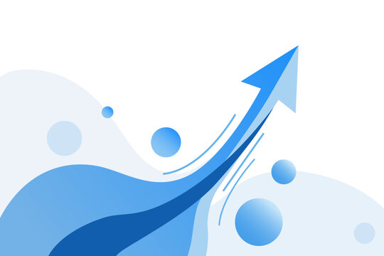 Abstract blue upward arrow representing growth and business success.