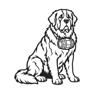 St bernard dog with a barrel around its neck
