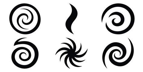 Collection of magic swirl silhouette icon set. Happy Halloween icon Vector illustration on white background. © Bhabas