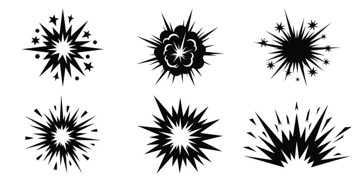 Collection of magic explosion silhouette icon set. Happy Halloween icon Vector illustration on white background.